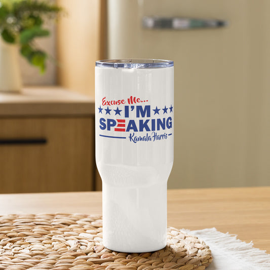 I'm Speaking Travel mug with a handle